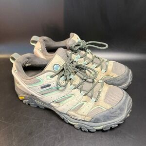 Merrell Moab 2 J05028W Womens Hiking Trail Shoes Beige Green‎ Size 9.5 Wide